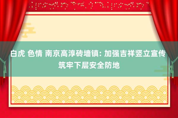 白虎 色情 南京高淳砖墙镇: 加强吉祥竖立宣传 筑牢下层安全防地